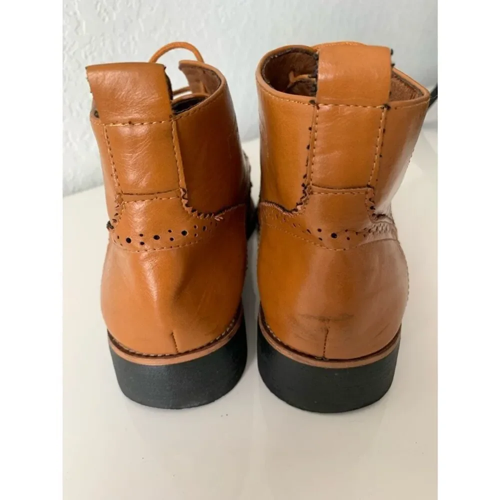 Men's Tan Leather Wingtip Lace-Up Boots Size 26,5/41/8